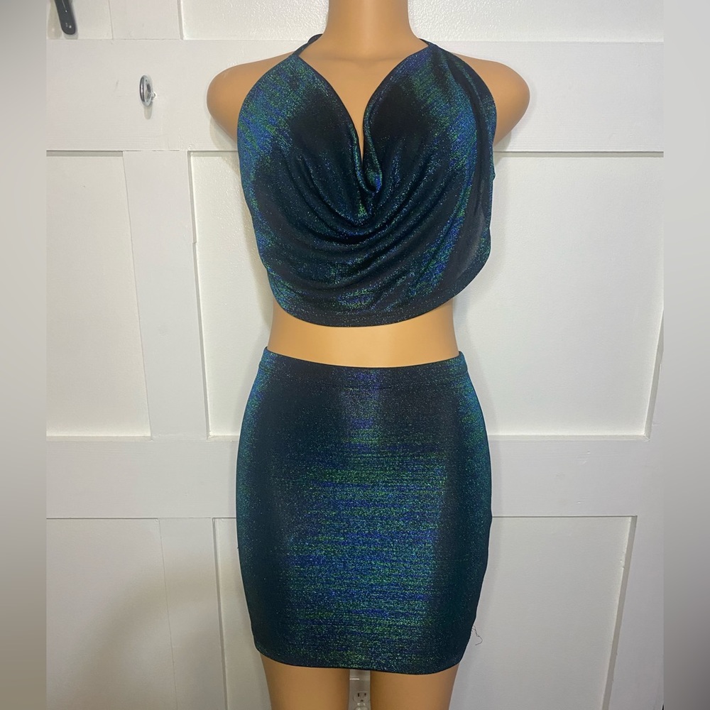 Blue and Green Shimmer Matching Set